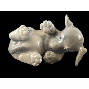 Royal Copenhagen Dachshund Figurine #1408 Glossy Gray Ceramic 4 Inches Long